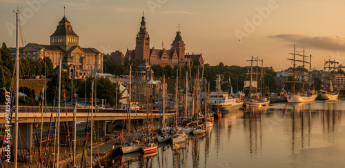 Sailing ships at the wharf in Szczecin, Tall Ships Races 2024