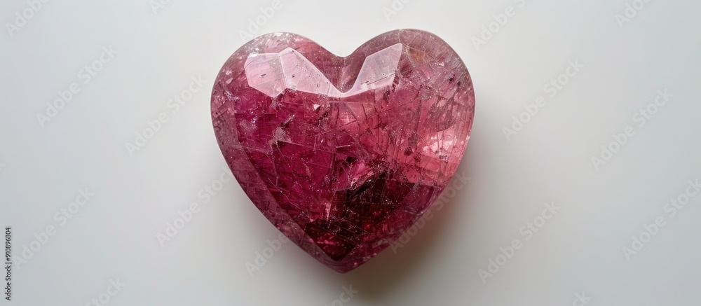 Fototapeta premium A lovely tourmaline stone heart displayed on a white background perfect for a Valentine s Day greeting card with a generous copy space image available for personal messages
