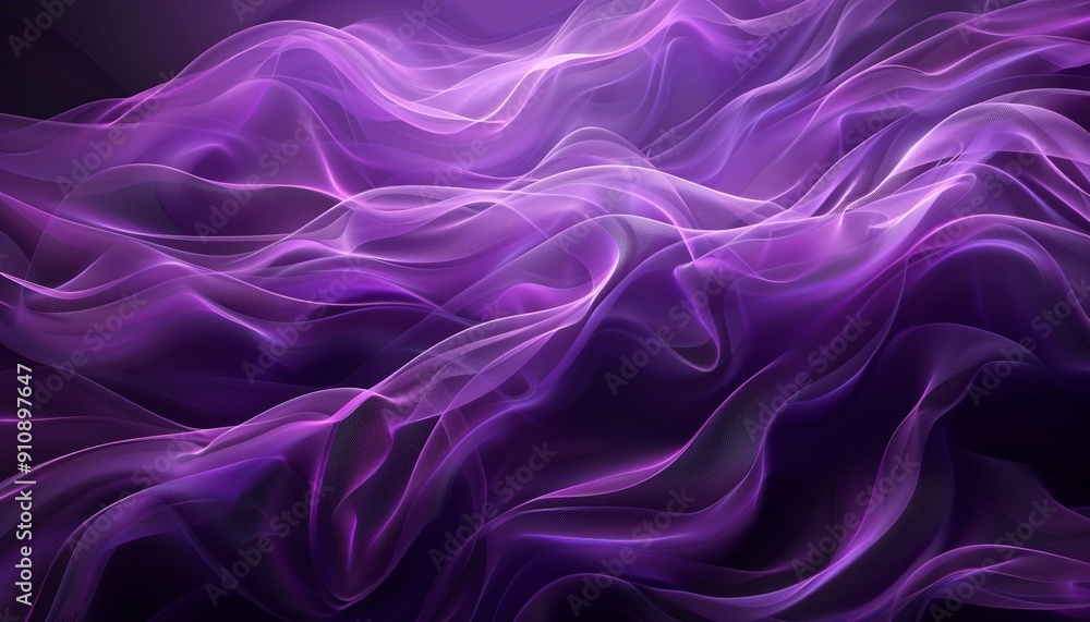Beautiful Abstract Purple Waves, Artistic Flowing Lines Creating Mesmerizing Background, Copy Space