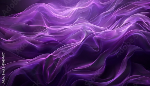 Beautiful Abstract Purple Waves, Artistic Flowing Lines Creating Mesmerizing Background, Copy Space