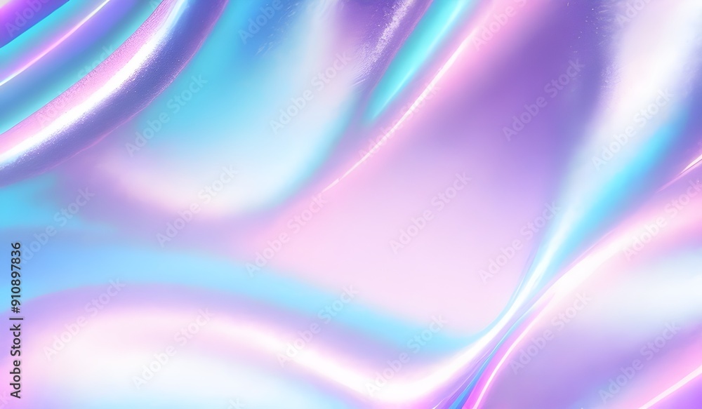 Iridescent chrome wavy gradient cloth fabric abstract background, ultraviolet holographic foil texture, liquid surface, ripples, metallic reflection. 3d render illustration. Iridescent chrome wavy gradient cloth fabric abstract background, ultraviolet holographic foil texture, liquid surface, ripples, metallic reflection. 3d render illustration.