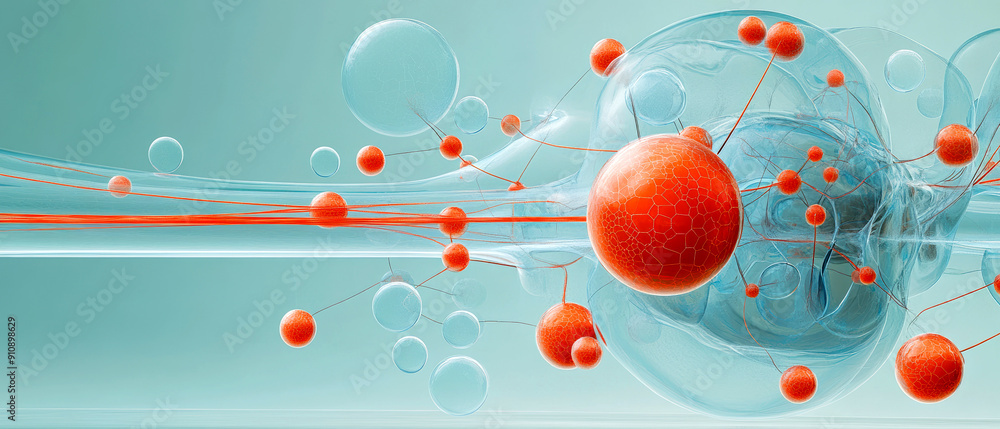 Abstract representation of molecules and atoms in vibrant colors, showcasing scientific concepts and molecular structures. Abstract representation of molecules and atoms in vibrant colors, showcasing scientific concepts and molecular structures.