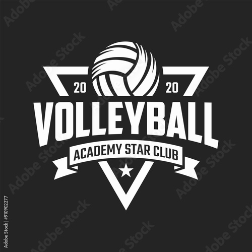 Volleyball championship logo emblem design illustration