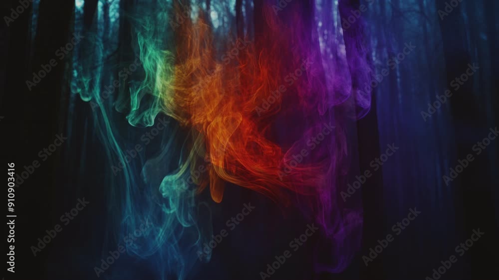 Rainbow Smoke Erupting in a Forest. Rainbow Smoke Erupting in a Forest.