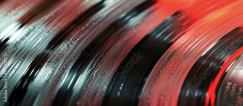 Macro view of tracks on a vinyl LP with copy space image photo