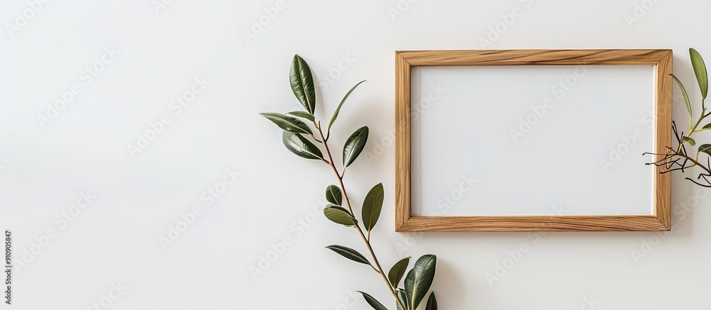 A photo frame placed on a white background with copy space image A photo frame placed on a white background with copy space image
