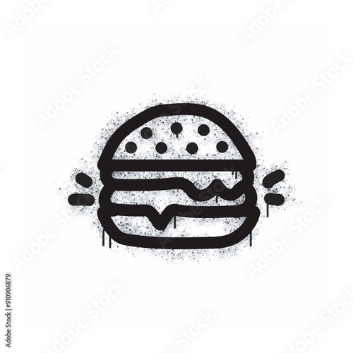 Burger graffiti spray painted black on white.