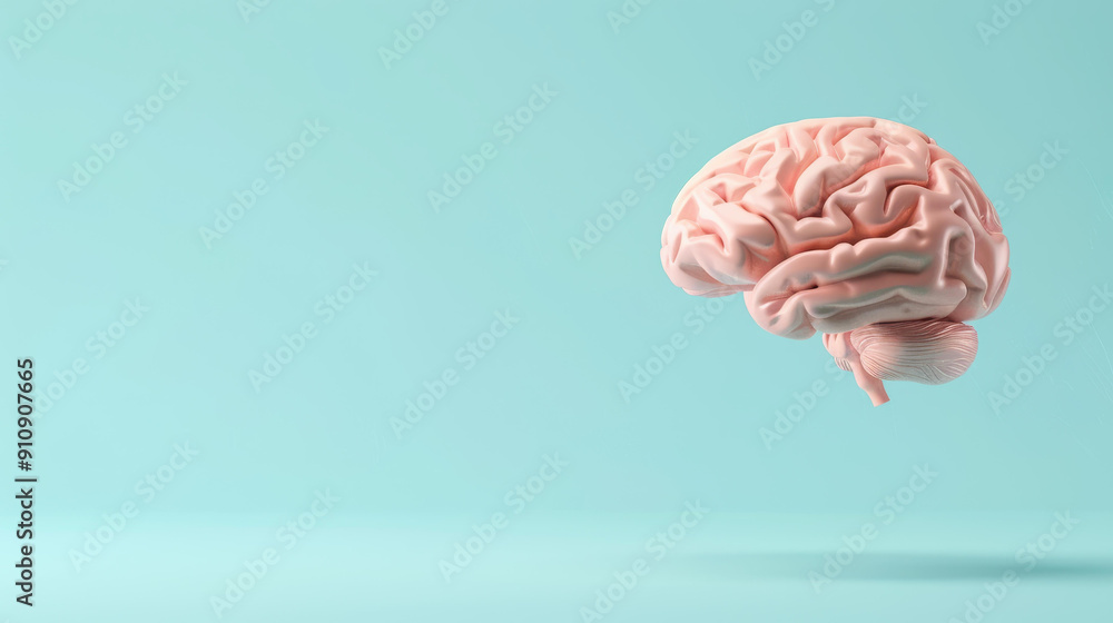 Explore the intricate design of a human brain, showcasing the essence of cognition against a vibrant blue backdrop. Explore the intricate design of a human brain, showcasing the essence of cognition against a vibrant blue backdrop.
