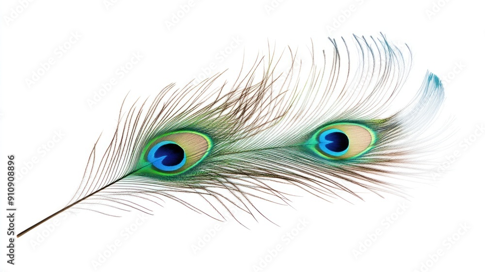 Obraz premium Two Peacock Feathers with Eye Spots