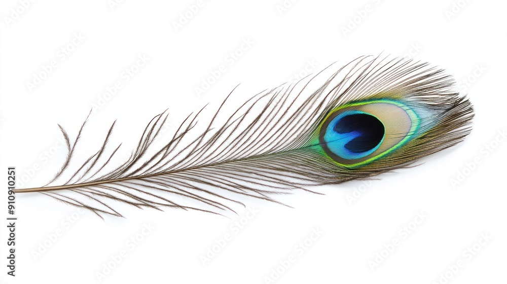 Obraz premium Single Peacock Feather with Eye