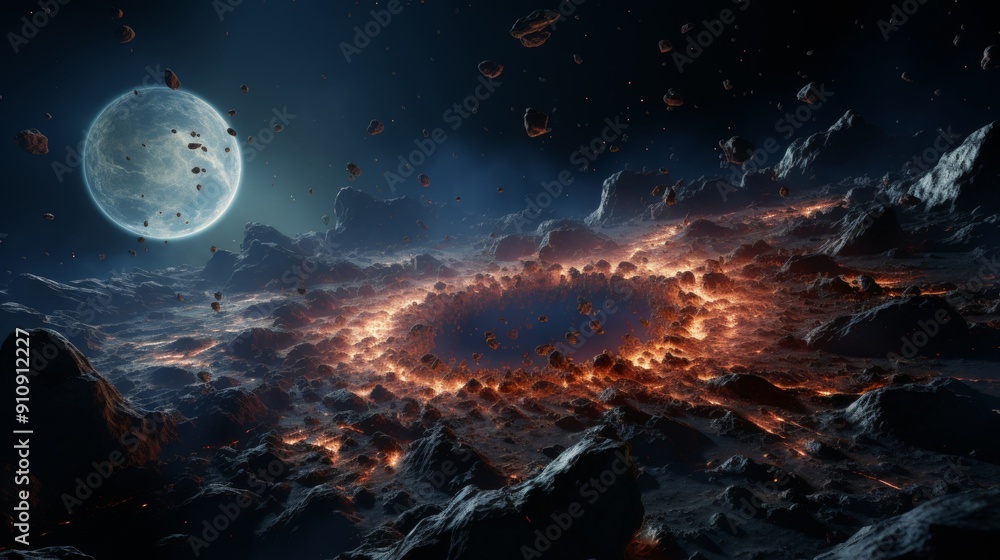 Fantasy alien landscapes with fiery and icy elements. Fantasy alien landscapes with fiery and icy elements.
