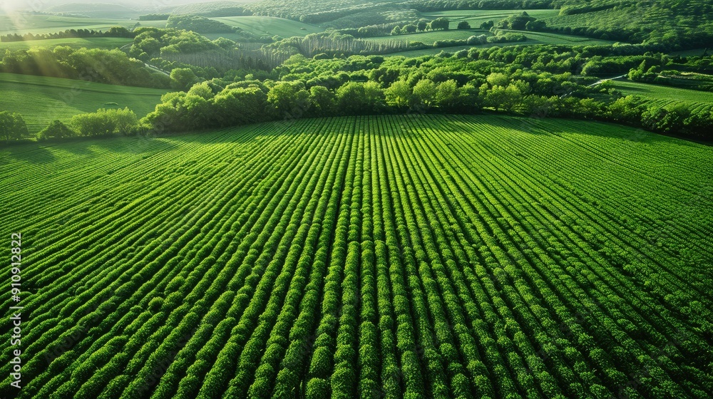 Agro culture, green fields, nature, view from above Agro culture, green fields, nature, view from above