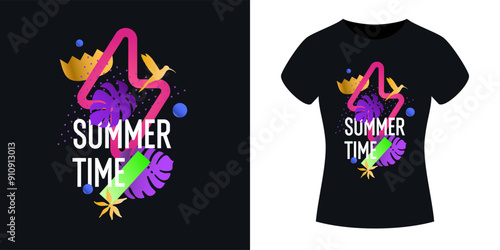An illustration for clothes. Print on the T-shirt. Modern fashion illustration. A vector graphic image. A template for placing an illustration on clothes.