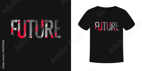 The pattern on the clothes. Print on the T-shirt. Modern fashion illustration. A vector graphic image. A template for placing an illustration on clothes. The inscription is future.