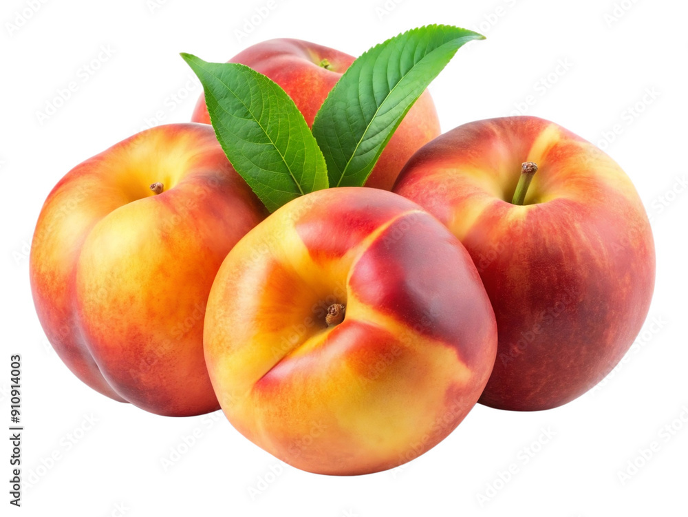peaches with leaves isolated on white and transparent background peaches with leaves isolated on white and transparent background