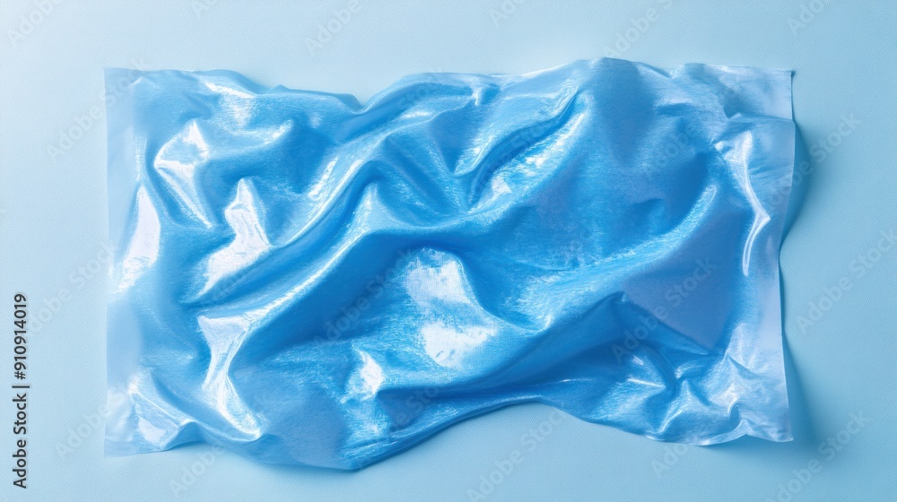 Blue Satin Fabric Draped and Wrinkled Blue Satin Fabric Draped and Wrinkled