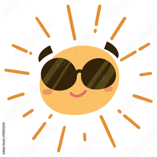 Sun wearing a sunglasses