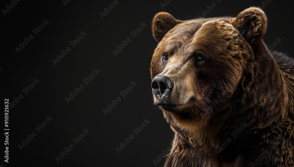 Fototapeta premium Portrait of a Brown Grizzly Bear on Dark Background