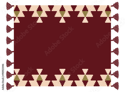 pixelated pattern background A retro vintage illustration of Nubian Egyptian rug ornaments, geometric patterns and traditional motifs in dark red and beige colors 