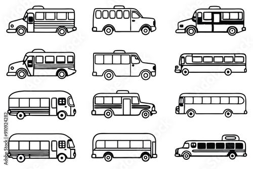 School bus line art illustration capturing the essence of school travel