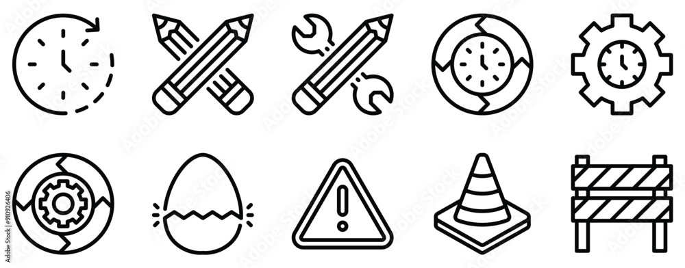 Fototapeta premium Work in Progress Icon Set Dynamic Line Style Collection for Ongoing Projects