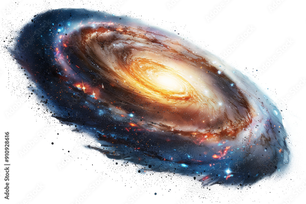 Fototapeta premium Spiral galaxy with millions of shining stars isolated on transparent background