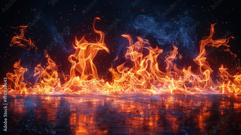 Fiery Inferno: Abstract Flames Against a Dark Background Fiery Inferno: Abstract Flames Against a Dark Background