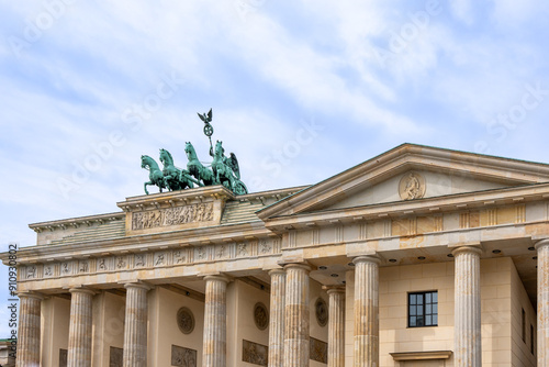 View of the chariot located on the Brandenburg Gate. Brandenburg Gate close-up. photo