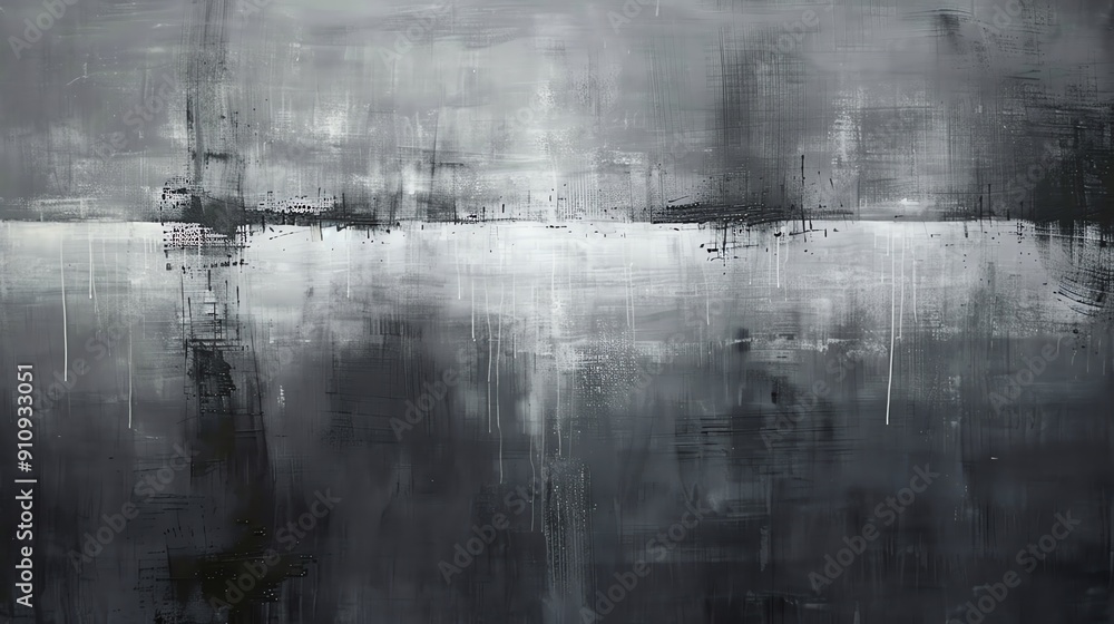 An abstract painting in shades of gray and white. An abstract painting in shades of gray and white.