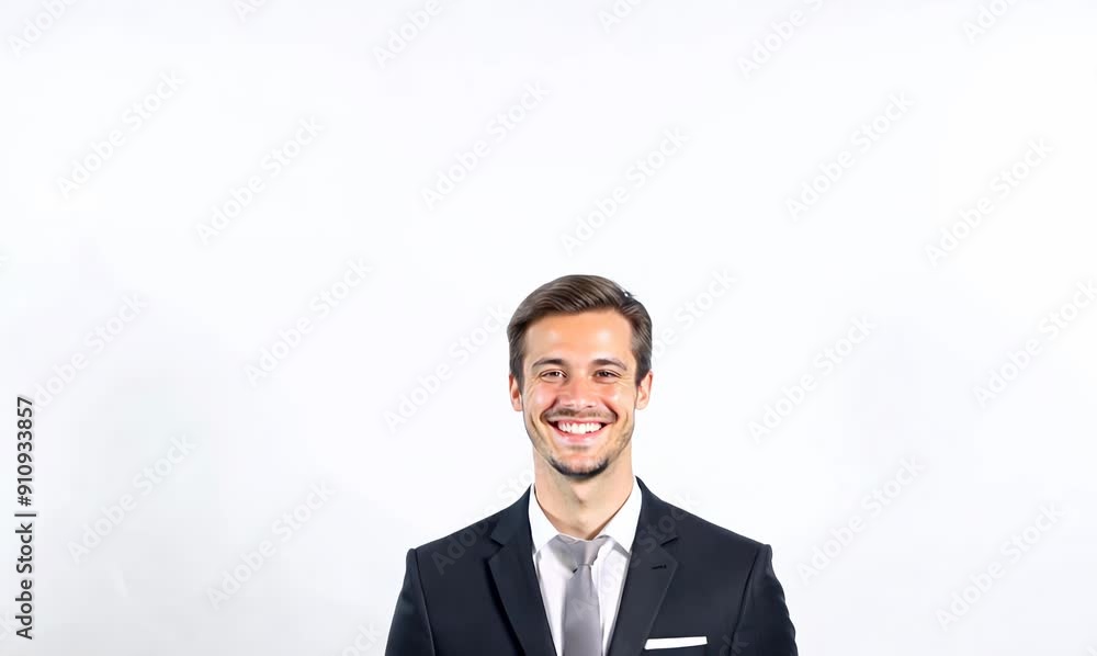 Portrait of a smiling young businessman looking at camera against white background Portrait of a smiling young businessman looking at camera against white background