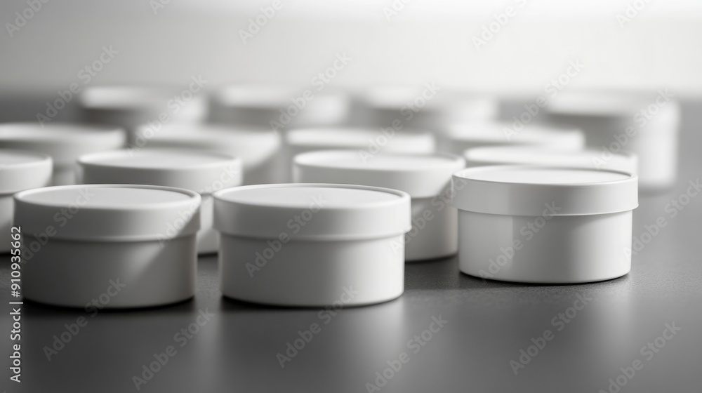 White containers on table White containers on table