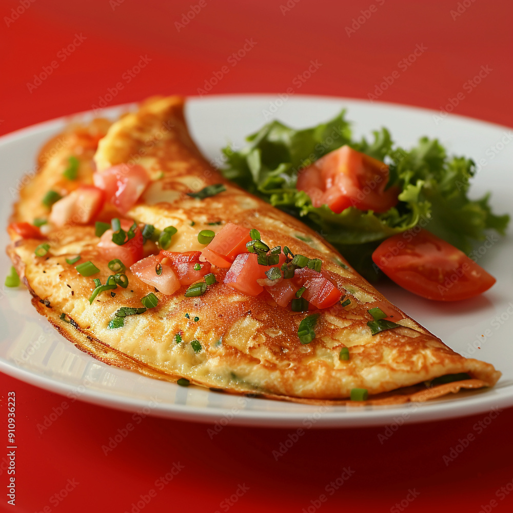 Stuffed Crispy Egg Crepe on a White Dish A Gourmet Delight Stuffed Crispy Egg Crepe on a White Dish A Gourmet Delight