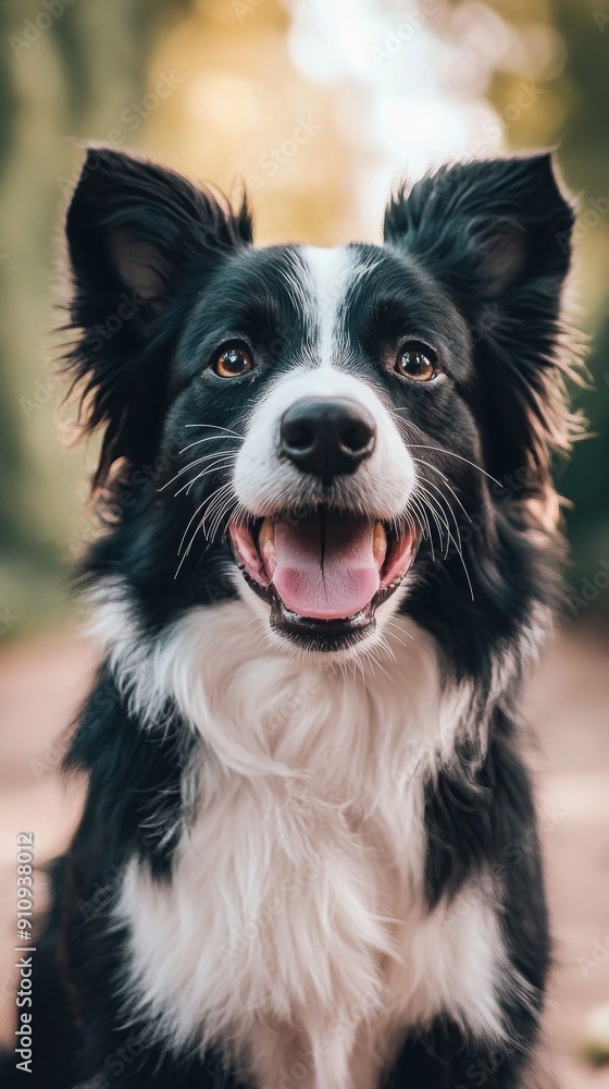 Black and white portrait of a happy Border Collie dog Generative AI Black and white portrait of a happy Border Collie dog Generative AI