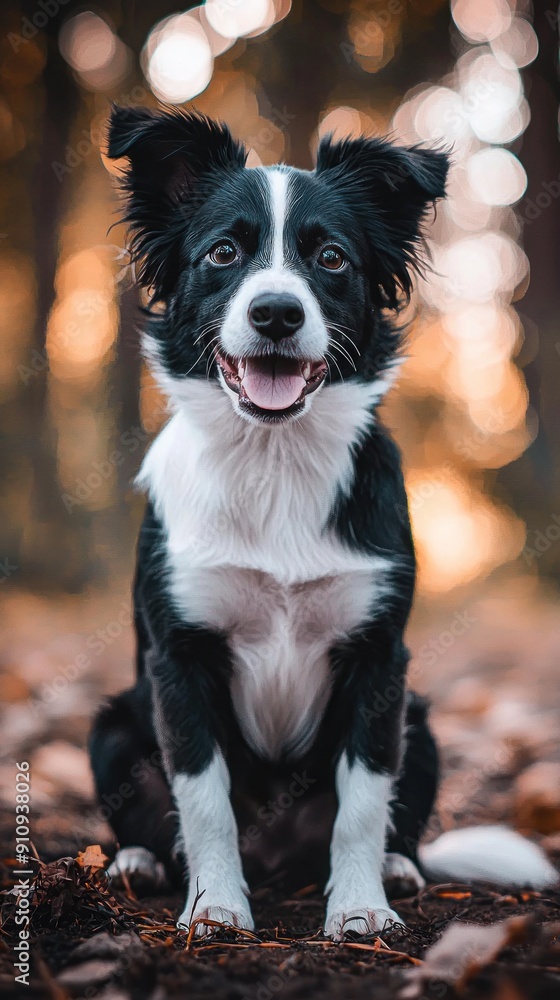Black and white portrait of a happy Border Collie dog Generative AI Black and white portrait of a happy Border Collie dog Generative AI