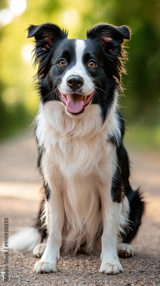 Black and white portrait of a happy Border Collie dog Generative AI Black and white portrait of a happy Border Collie dog Generative AI
