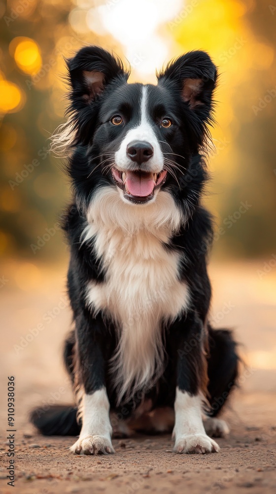 Black and white portrait of a happy Border Collie dog Generative AI Black and white portrait of a happy Border Collie dog Generative AI