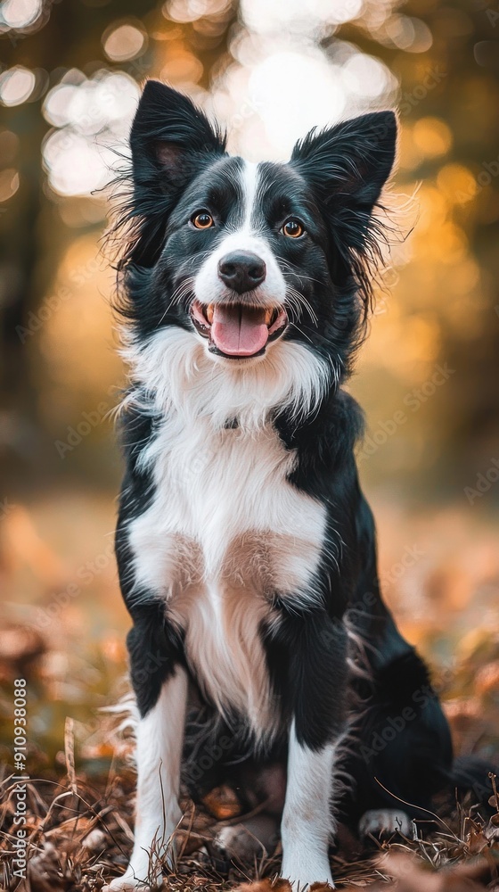 Black and white portrait of a happy Border Collie dog Generative AI Black and white portrait of a happy Border Collie dog Generative AI