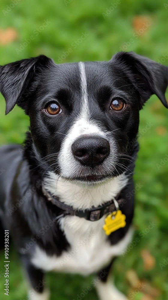 Black and white portrait of a happy Border Collie dog Generative AI Black and white portrait of a happy Border Collie dog Generative AI