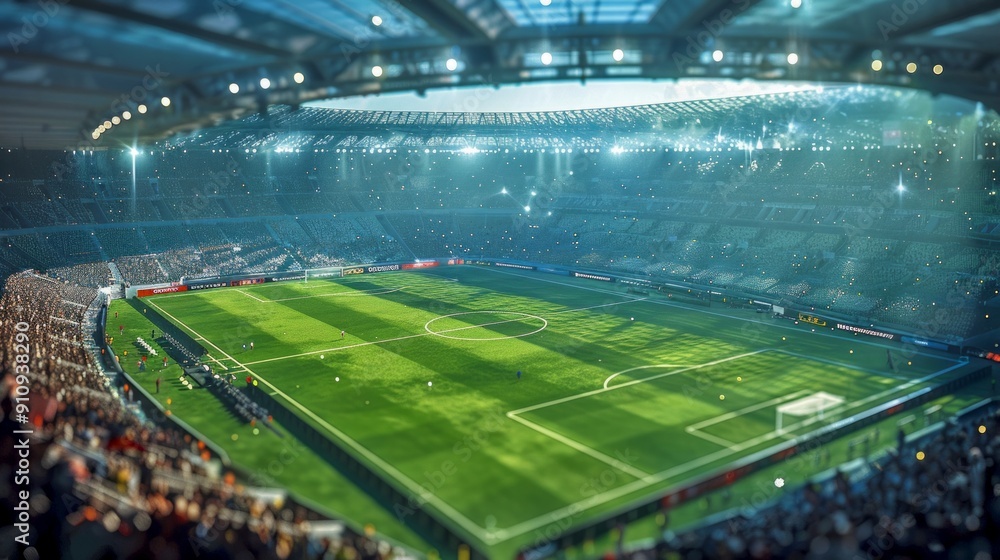 Vibrant Football Stadium with Lively Crowd and Floodlights Illuminating the Field. High-Definition Image Perfect for Sports and Event Marketing. AI Vibrant Football Stadium with Lively Crowd and Floodlights Illuminating the Field. High-Definition Image Perfect for Sports and Event Marketing. AI