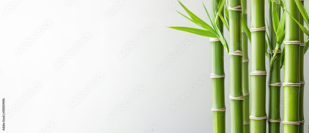 Obraz premium Bamboo planters in a naturally decorated living area, bamboo planters, green interior