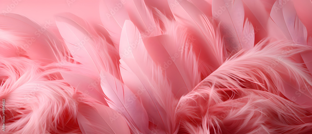 immersive vibrant flamingo pink feather background with glitters, particles and blurred background, 3d illustration for festival immersive vibrant flamingo pink feather background with glitters, particles and blurred background, 3d illustration for festival