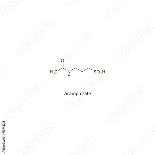 Acamprosate flat skeletal molecular structure NMDA receptor agonist drug used in alcohol withdrawal treatment. Vector illustration scientific diagram.