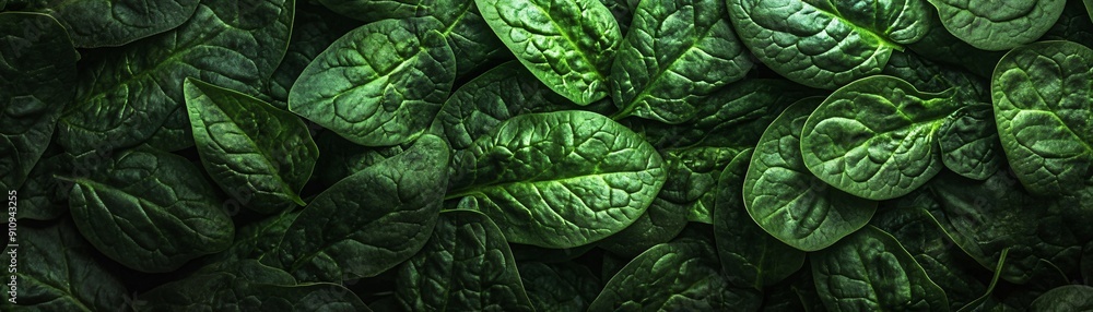 Obraz premium Leafy spinach a rich source of iron promoting healthy blood and energy levels featured in a nutritious dish