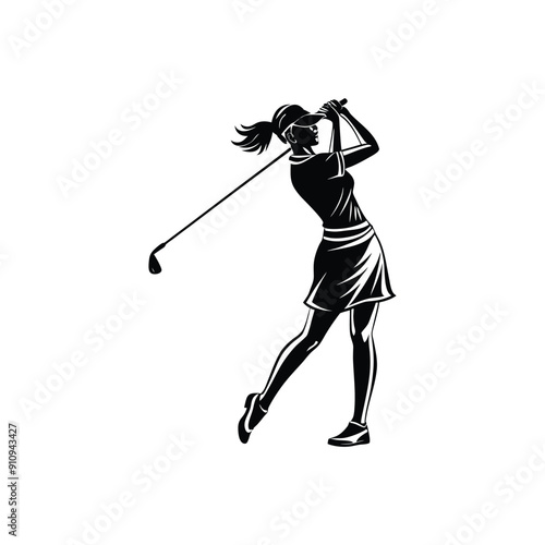 golfer woman silhouette