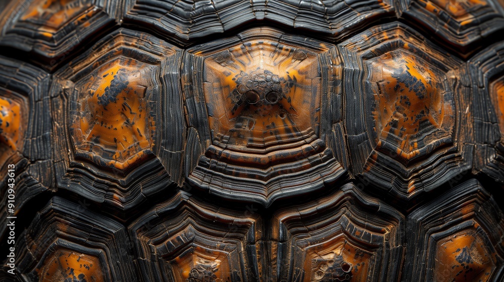 Close-up shot of a textured tortoise shell Close-up shot of a textured tortoise shell