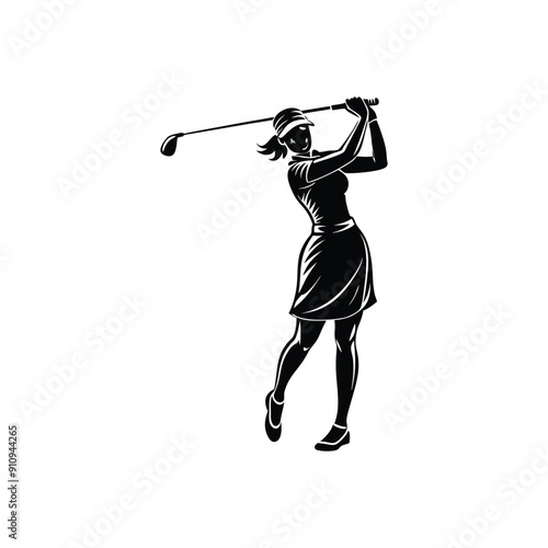 golfer woman playing silhouette

