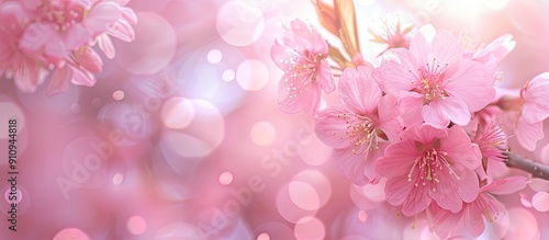 Lovely pink Kawazu cherry blossoms in a beautiful copy space image photo