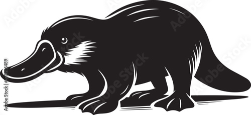 Platypus Silhouette isolated on white background Minimalist Platypus vector shape icon