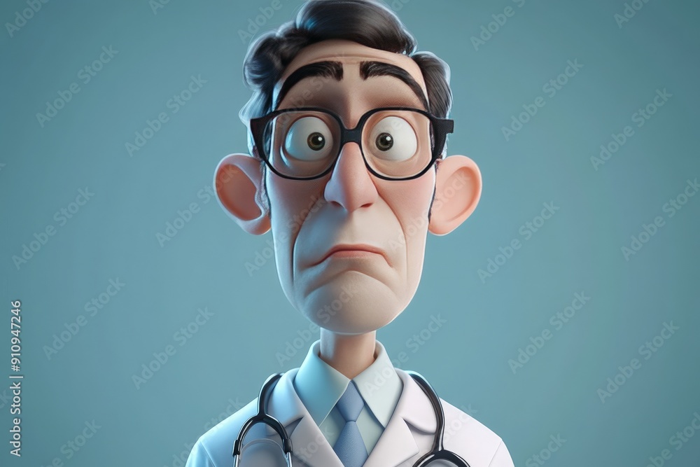 Cartoon doctor with worried expression. Cartoon doctor with worried expression.