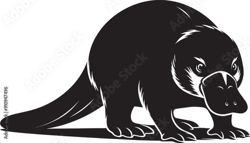 Platypus Silhouette isolated on white background Minimalist Platypus vector shape icon